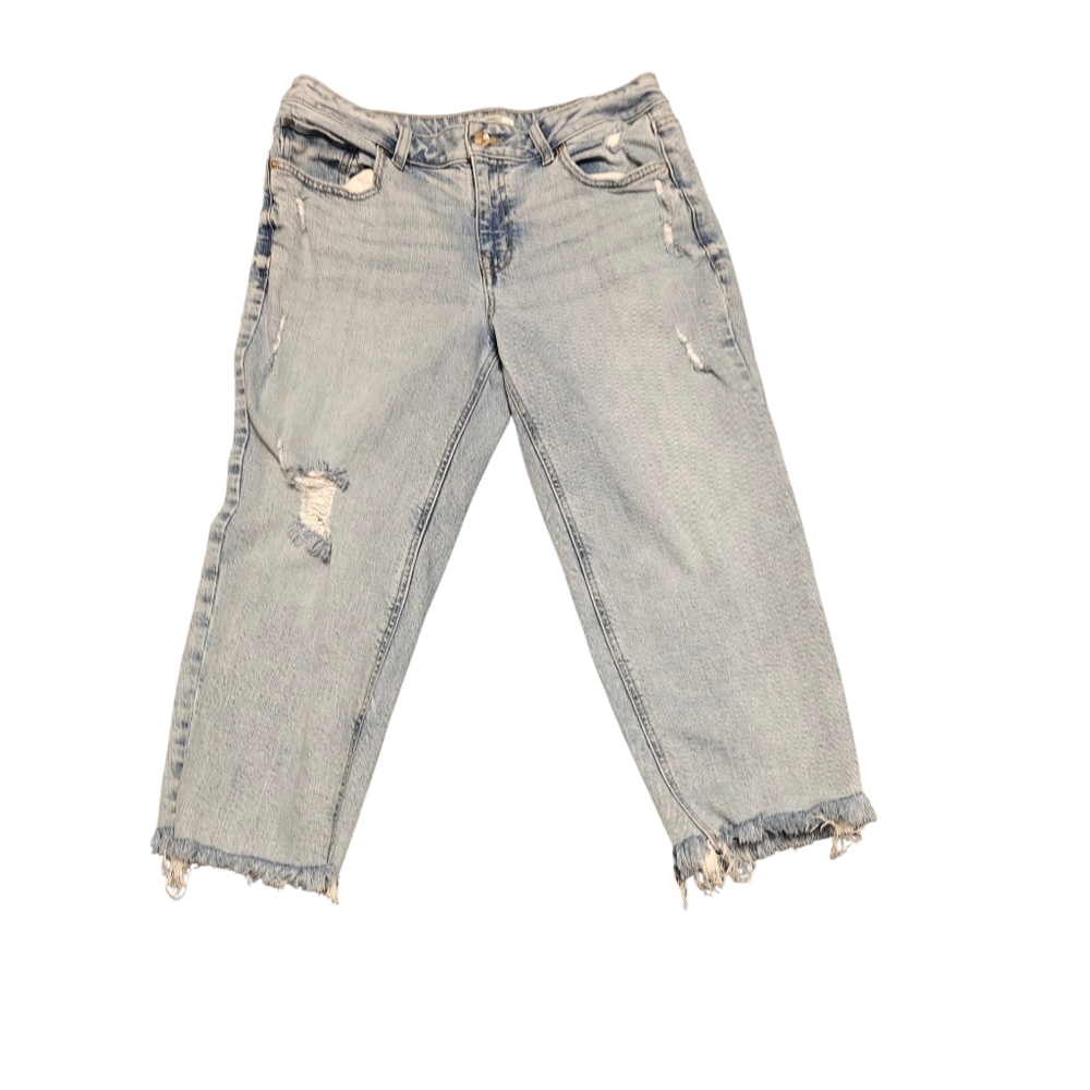 Miss Me Distressed Light Blue Women's Crop Jeans Size 12